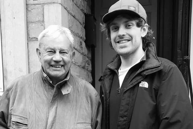Harrogate filmmaker Lewis Robinson with actor Frazer Hines.