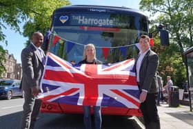 The Harrogate Bus Company’s General Manager Steve Ottley, Harrogate BID Chair Sara Ferguson and Harrogate BID Manager Matthew Chapman