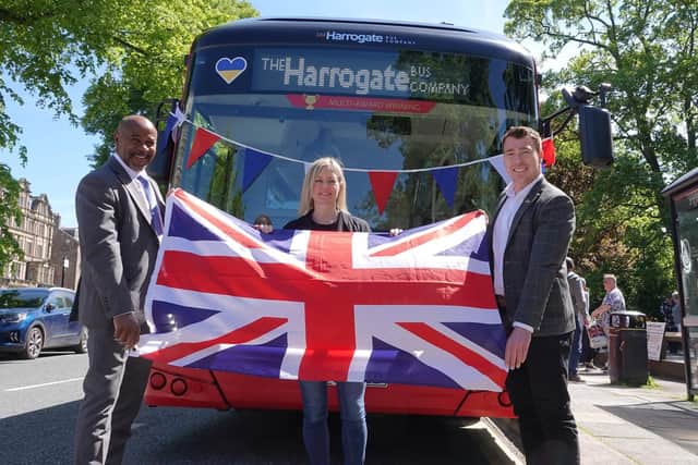 The Harrogate Bus Company’s General Manager Steve Ottley, Harrogate BID Chair Sara Ferguson and Harrogate BID Manager Matthew Chapman