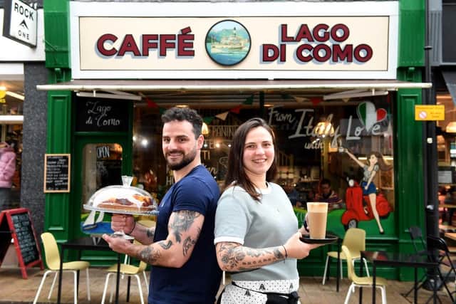 Daniela Genova and Nertil Xhallo, co-owners of Caffé Lago di Como