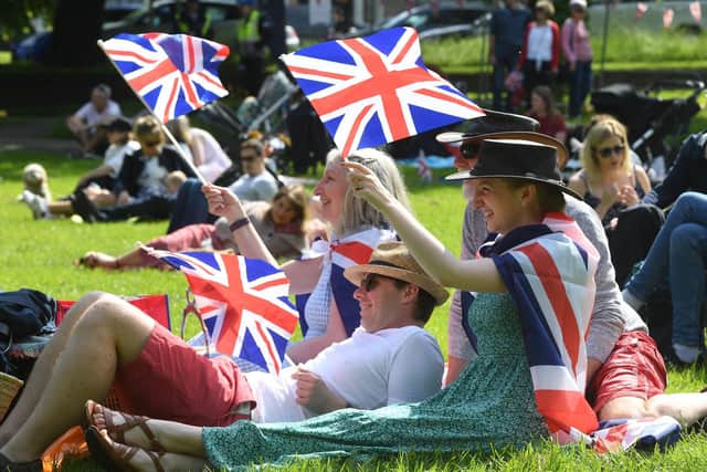 The Granville family watching Trooping the Colour amongst the picnics in the Jubilee Square on West Park Stray