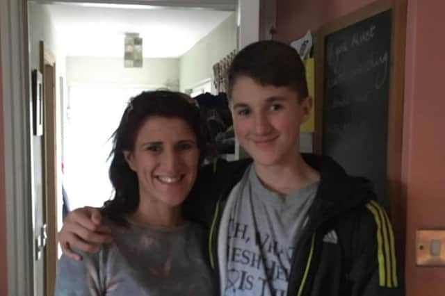 Kate Roux with her son Ben, who was found dead at a homeless hostel in Harrogate at the age of 16