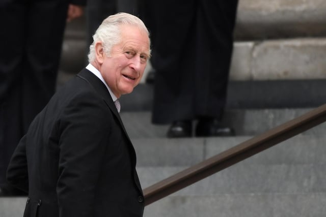Prince Charles, Prince of Wales arrives at the National Service of Thanksgiving at St Paul's Cathedral.