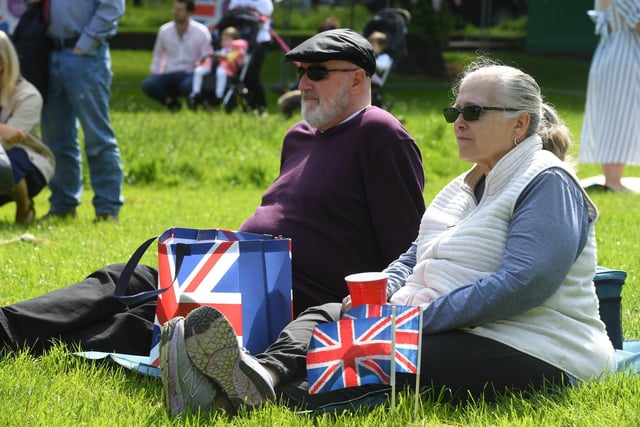 Rule Britannia as picnic goers fly the flag on the opening day of the Jubilee Square celebrations.