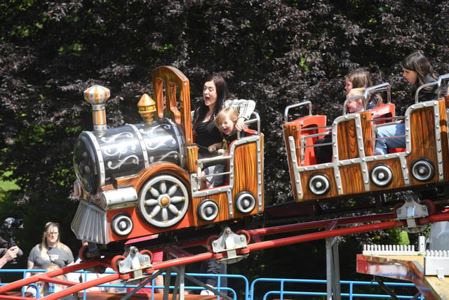 The runaway train thrills the visitors to the Valley Gardens on Thursday.