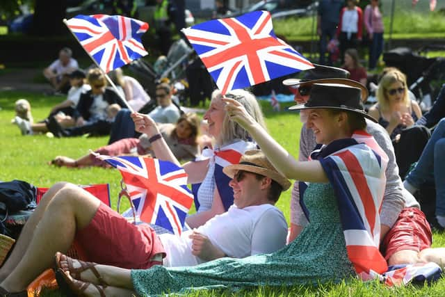 The Granville family watching Trooping the Colour amongst the picnics in the Jubilee Square on West Park Stray