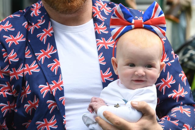 Amelia Kirkman (aged four months) enjoying the party in the Jubilee Square
