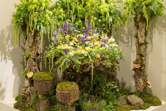 Part of “Natures Table” at RHS Chelsea Flower Show by Helen James Flowers of Harrogate.