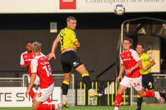 Harrogate Town forward Jack Muldoon in action during his side's 3-1 pre-season friendly defeat to Rotherham United on July 21, 2021. Picture: Matt Kirkham
