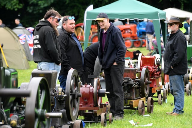 Visitors to Newby Hall checking out the mini steam engines on display at the show