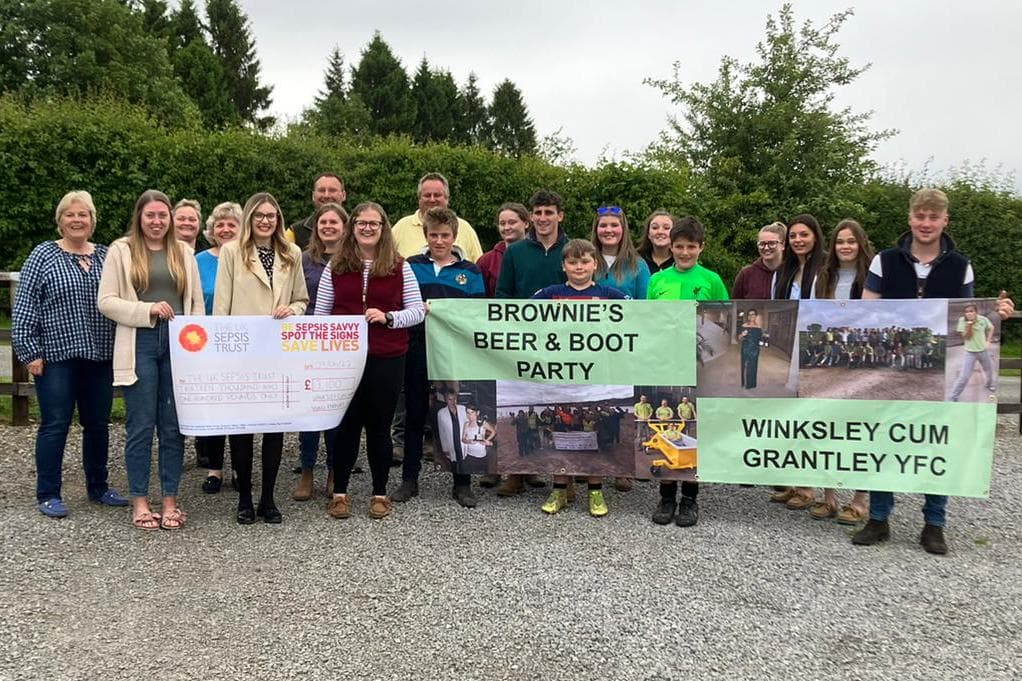 Winksley cum Grantley YFC hand over £13,100 to UK Sepsis Trust charity 