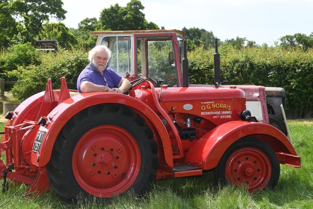 Malcolm Norris with his 1946 David Brown Thresherman tractor that started its life at Beckwith Head Saw Mills