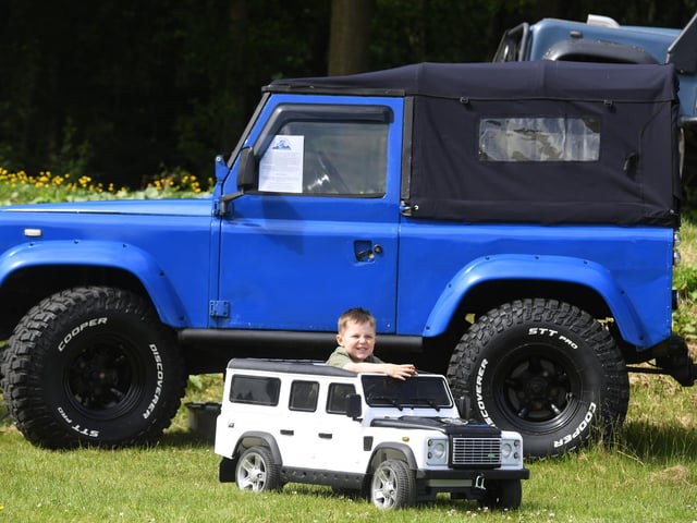 Jack Lofthouse (aged three) having fun in his toy Land Rover