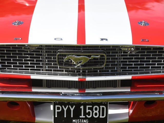 A classic 1960's Ford Mustang on display at the show