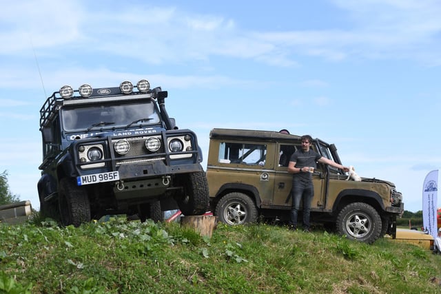 The Land Rovers on the high ground at the show