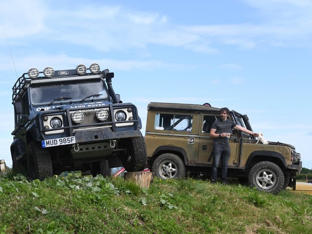 The Land Rovers on the high ground at the show