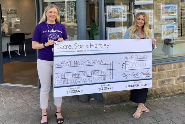 Harrogate-based estate agent Dacre, Son & Hartley has donated £5,000 to the Saint Michael’s Hospice