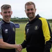Matty Daly, left, with Harrogate Town manager Simon Weaver. Picture: Harrogate Town AFC