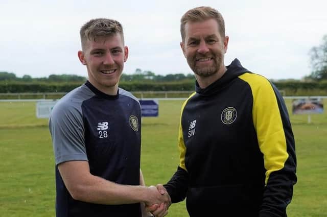 Matty Daly, left, with Harrogate Town manager Simon Weaver. Picture: Harrogate Town AFC