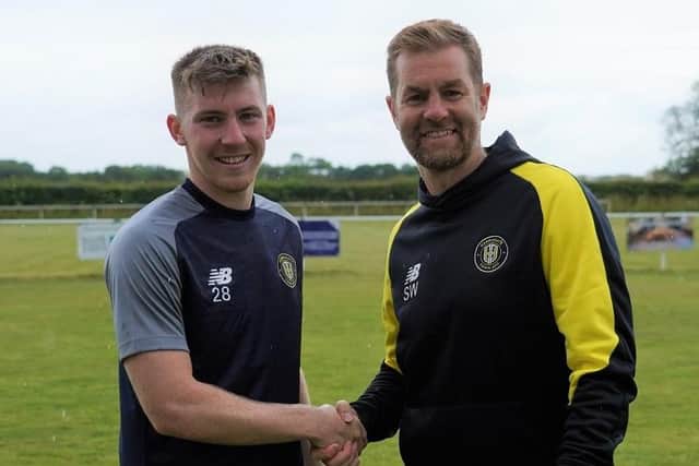 Matty Daly, left, became Harrogate Town's seventh acquisition of the summer when he joined on a season-long loan deal from Championship Huddersfield.