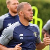 Transfer-listed striker Aaron Martin training with Harrogate Town during their first pre-season session. Pictures: Matt Kirkham