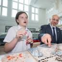 Secretary of State for Education, Nadhim Zahawi with pupils at New Park Primary Academy in Harrogate.