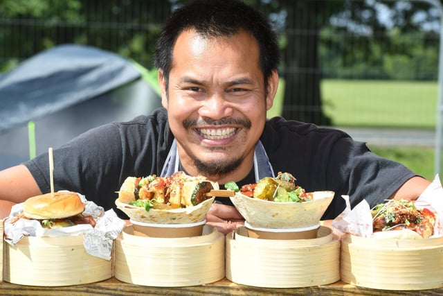 Lon Somboon with a selection of Pan Asian dishes at the Little Somboon Box stall
