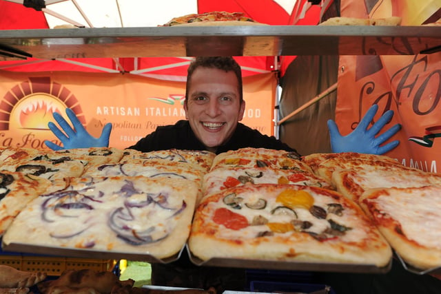David Salvati with his pizzas at the La Focaccia street food stall at the festival