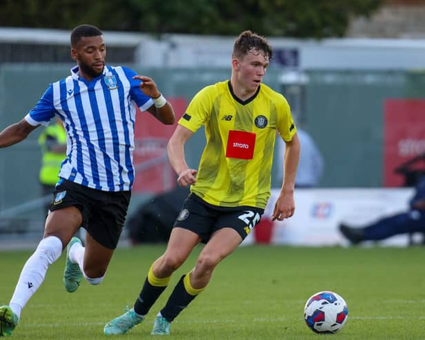 George Horbury in action during Harrogate Town's pre-season friendly defeat to Sheffield Wednesday. Pictures: Matt Kirkham