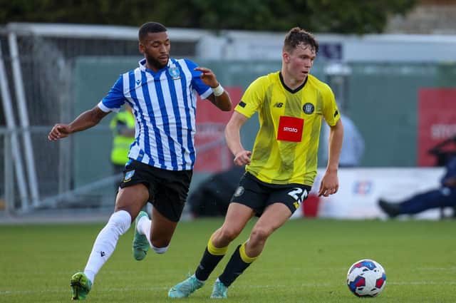 George Horbury in action during Harrogate Town's pre-season friendly defeat to Sheffield Wednesday. Pictures: Matt Kirkham
