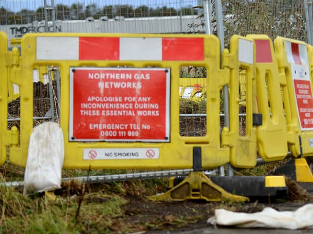 Northern Gas Networks barriers. Picture by FRANK REID