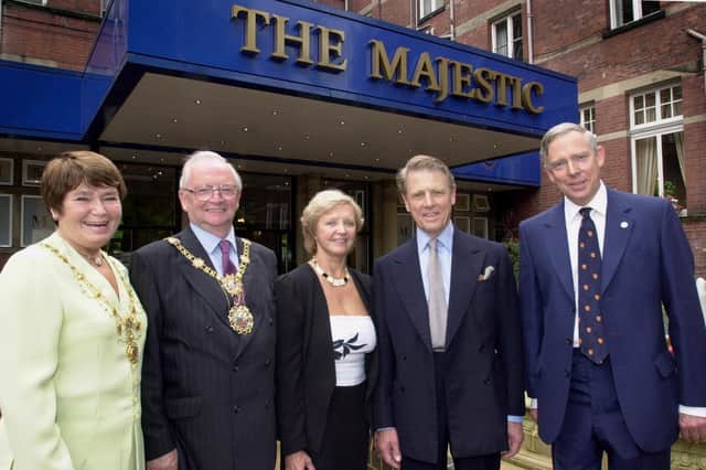 Malcolm Neesam, pictured, right, in 2001 with actor Edward Fox and the Royal Hall Restoration Trust's chair, the late Lilian Mina, centre, and Harrogate Mayor Coun Bob Nash and Mayoress Mrs Pat Nash.