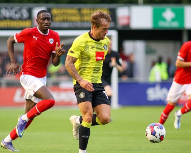 Alex Pattison netted Harrogate Town's second goal in Wednesday night's 2-2 pre-season draw with Barnsley. Pictures: Matt Kirkham