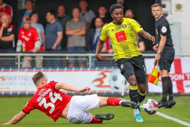 Jaheim Headley impressed in the left-wing-back position on his Harrogate Town debut.