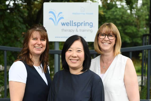 Sarah James, Kennie Cheung and Tracey Davison-Franks who, through their work with Wellspring in Harrogate, play a crucial role in supporting people with mental health issues. (Picture: Gerard Binks)