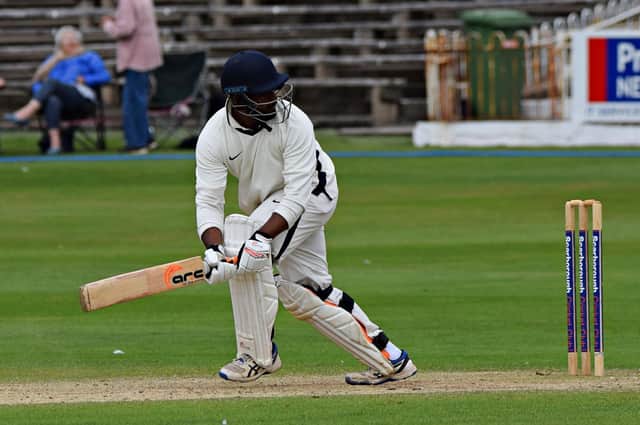 Arjun Ramkumar top-scored for Harrogate CC's 1st XI during their Yorkshire Premier League North victory at Scarborough. Pictures: Simon Dobson