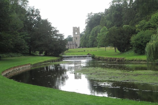 Fountains Abbey on a dull day. Photographed by Tim Harris.