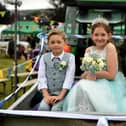 Birstwith Show Queen Izzy Semark with Elvis Appleyard and Harrison Cuthbert. (Picture Gerard Binks)