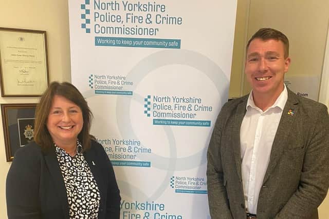 Harrogate BID manager Matthew Chapman and Zoe Metcalfe, North Yorkshire Police, Fire & Crime Commissioner.
