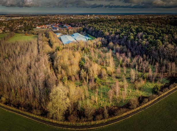 Aerial shot of Rotary Wood and the Harrogate Spring Water plant. (Picture by Caught Light Photography)