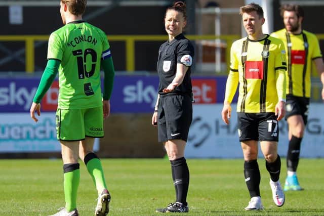 Rebecca Welch became the first female referee to officiate an EFL fixture.