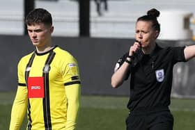 Referee Rebecca Welch made history when she took charge of Harrogate Town's League Two clash with Port Vale. Pictures: Getty Images