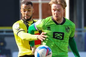 Harrogate Town right-back Warren Burrell in action during Easter Monday's home defeat to Port Vale. Pictures: Matt Kirkham