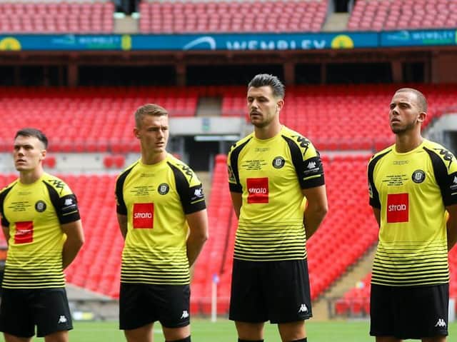 Harrogate Town's players will once again be greeted by empty seats when they walk out at Wembley Stadium to contest the 2019/20 FA Trophy final. Picture: Matt Kirkham