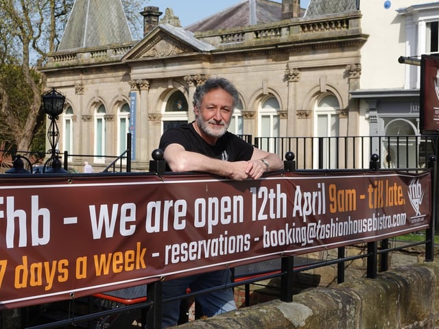 Ready to welcome customers back outdoors - Owner David Dresser outside Fashion House Bistro in Harrogate.