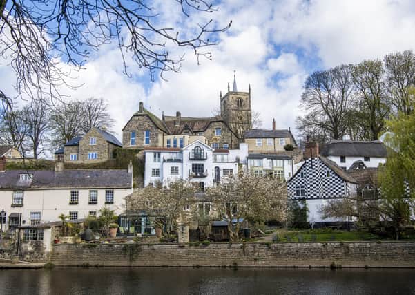 St Johns church and the River Nidd viewed from Mother Shipton's Cave in Knaresborough, now reopened after covid lockdown restrictions were lifted.   Picture Tony Johnson