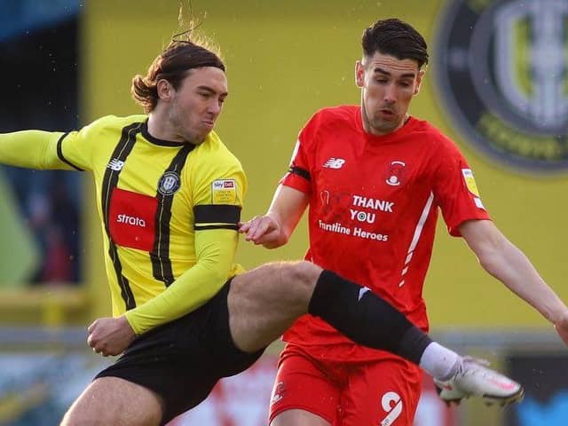 Dan Jones had an eventful night as Harrogate Town drew 2-2 with Leyton Orient at the EnviroVent Stadium. Picture: Matt Kirkham