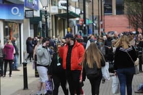 High streets were busy on Monday as hospitality and non-essential businesses made a return. Photo: Gerard Binks
