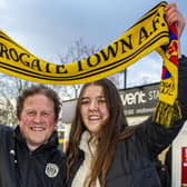 Harrogate Town supporter Dave Worton, left, and his daughter, Molly, outside the EnviroVent Stadium.