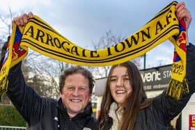 Harrogate Town supporter Dave Worton, left, and his daughter, Molly, outside the EnviroVent Stadium.